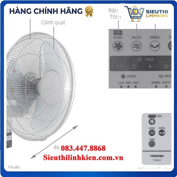 Điều Khiển Từ Xa Quạt Treo Tường Toshiba F-WSA20(H)VN Mã 17117000A03519 Chính Hãng Điều Khiển Từ Xa Quạt Treo Tường Toshiba F-WSA20(H)VN Mã 17117000A03519 Chính Hãng