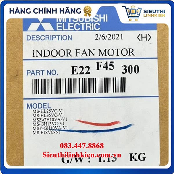 Mô Tơ Quạt Dàn Lạnh Mitsubishi Electric MS-GH10VC-V1 Mô Tơ Quạt Dàn Lạnh Mitsubishi Electric MS-GH10VC-V1